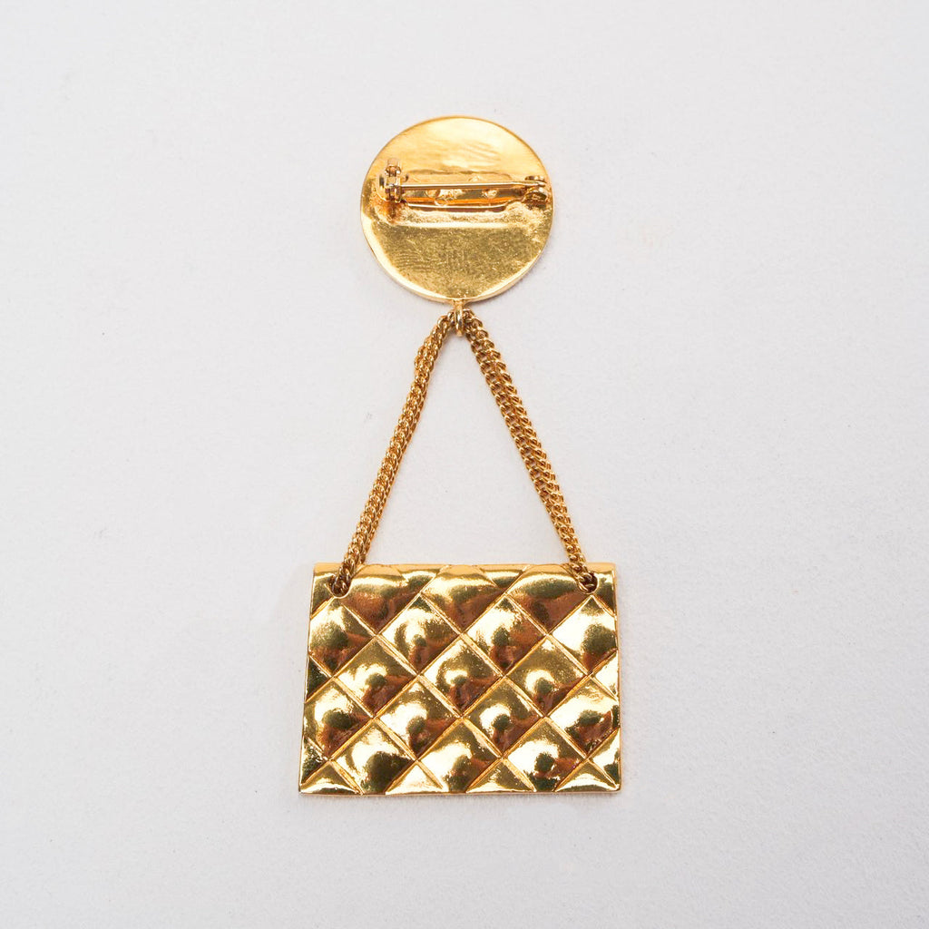 Chanel Vintage Gold Plated Coin Handbag Brooch