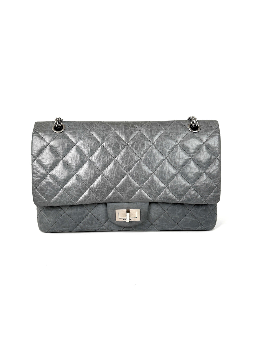 CHANEL Gray 227 2005 Reissue 2.55 Leather Shoulder Crossbody Bag