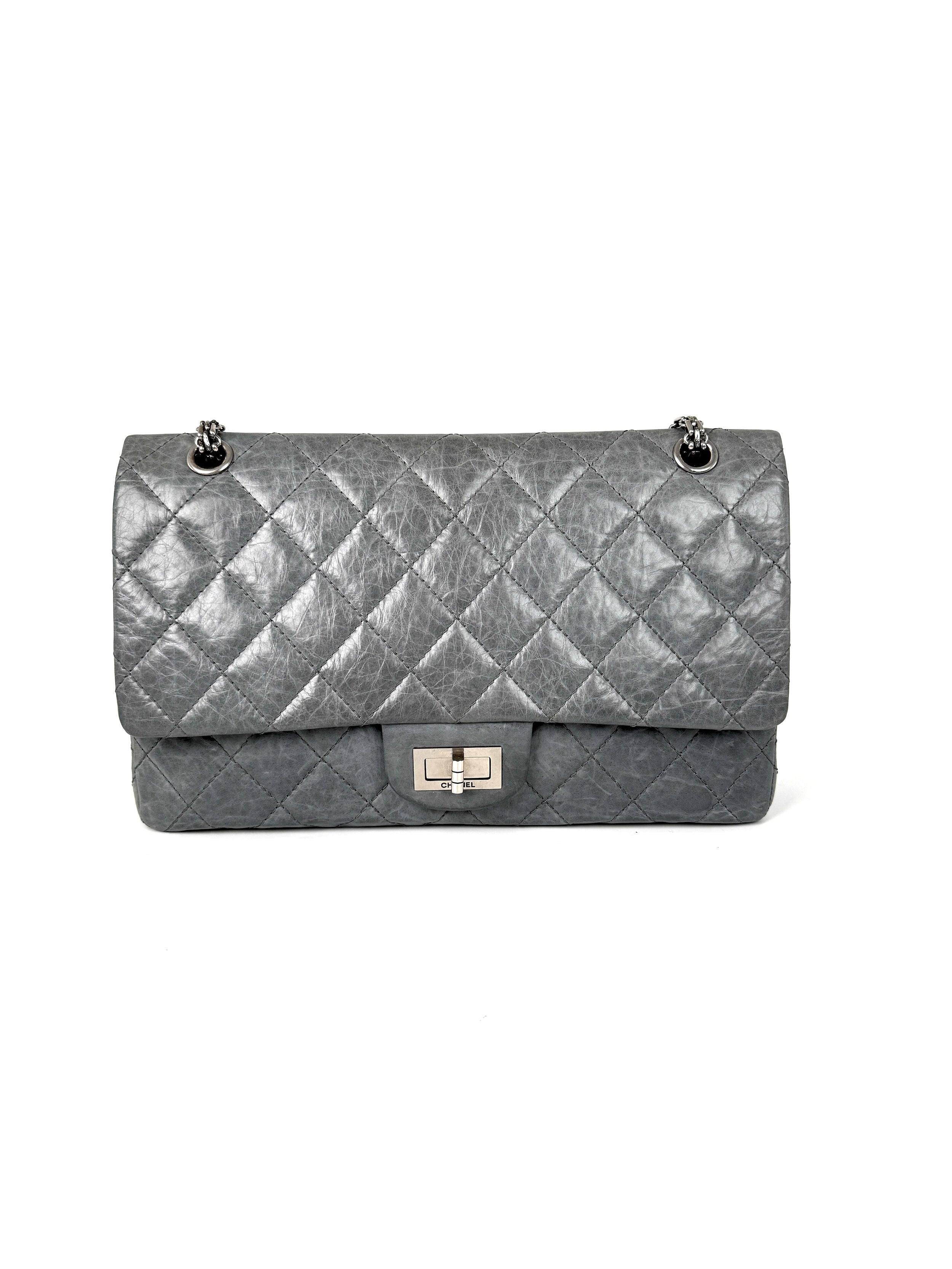 CHANEL Gray 227 2005 Reissue 2.55 Leather Shoulder Crossbody Bag