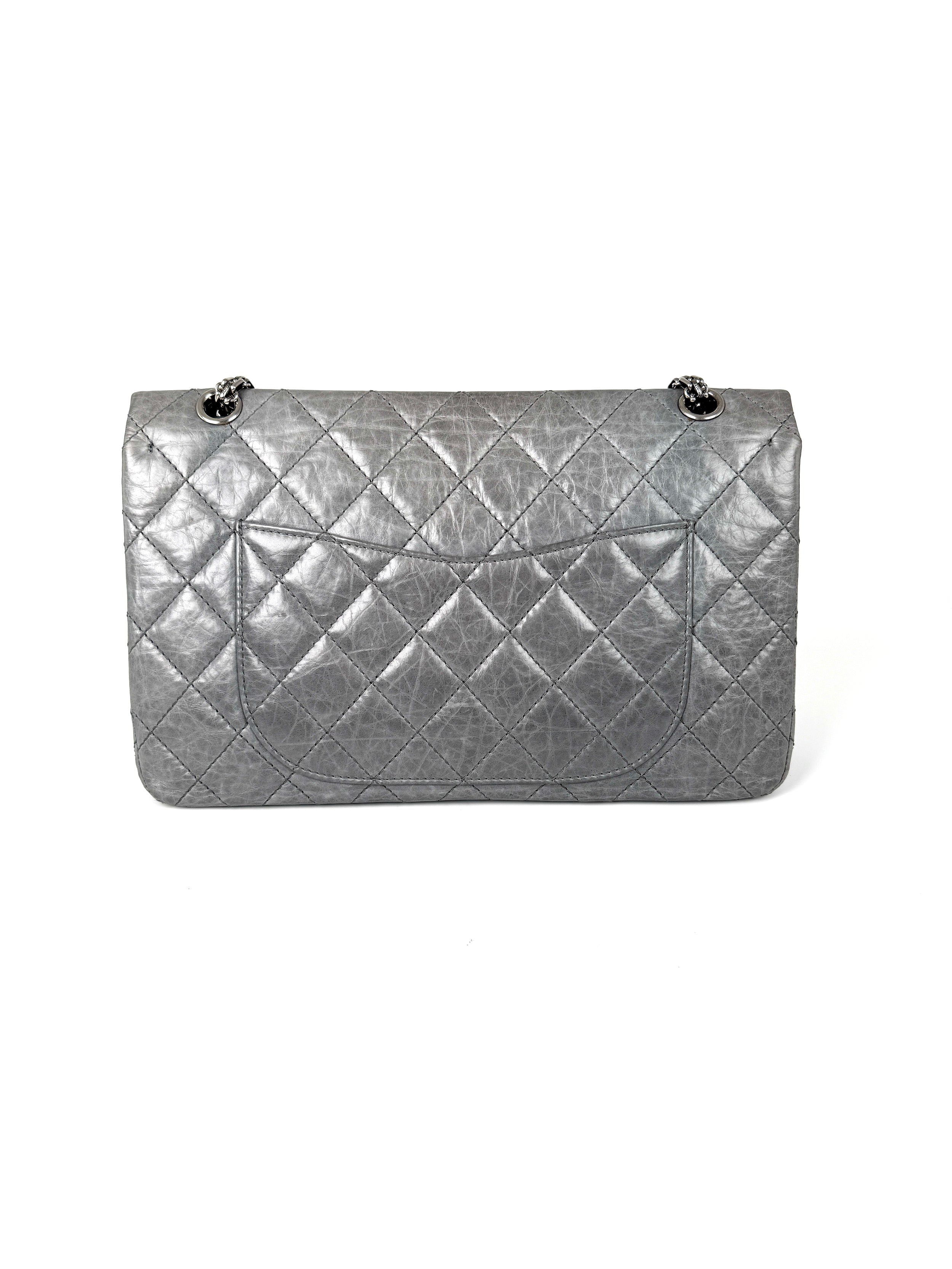 CHANEL Gray 227 2005 Reissue 2.55 Leather Shoulder Crossbody Bag