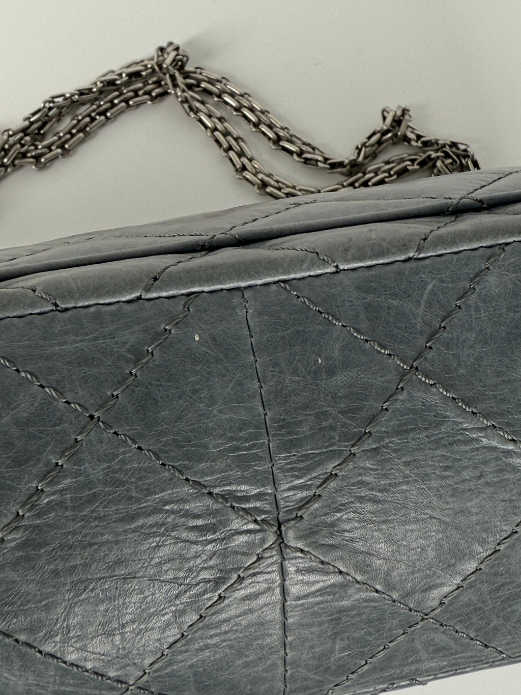 CHANEL Gray 227 2005 Reissue 2.55 Leather Shoulder Crossbody Bag
