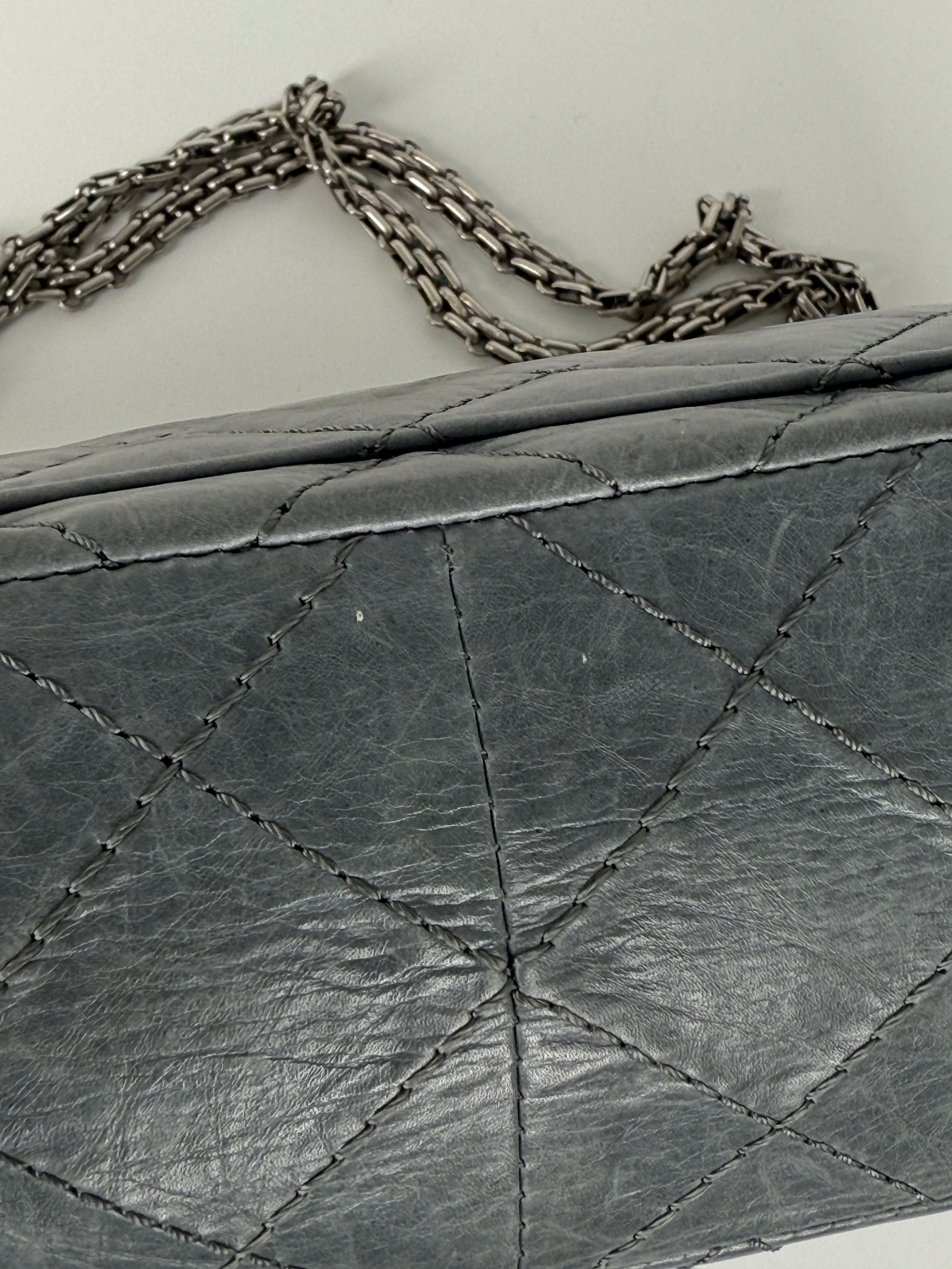 CHANEL Gray 227 2005 Reissue 2.55 Leather Shoulder Crossbody Bag