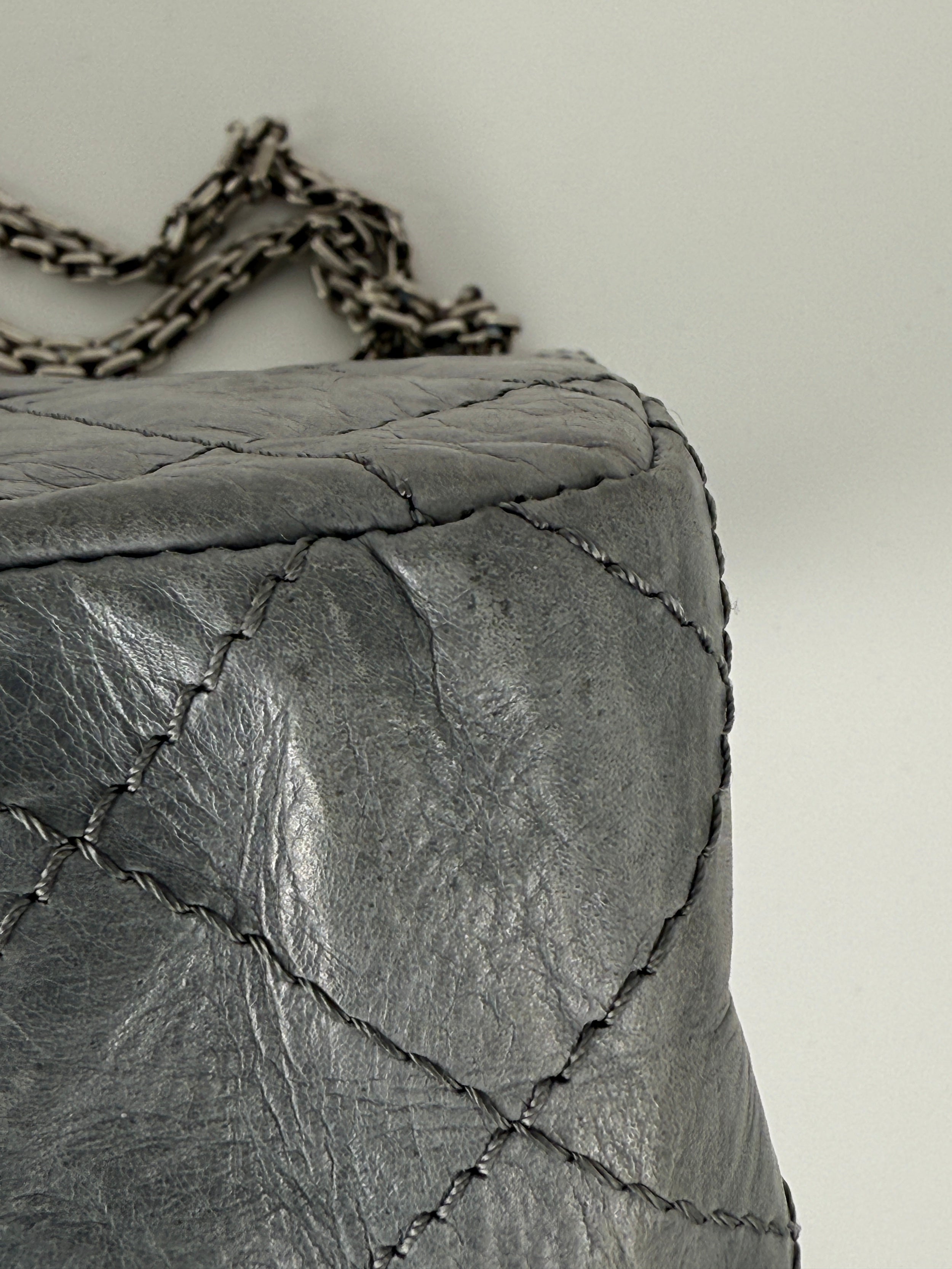 CHANEL Gray 227 2005 Reissue 2.55 Leather Shoulder Crossbody Bag