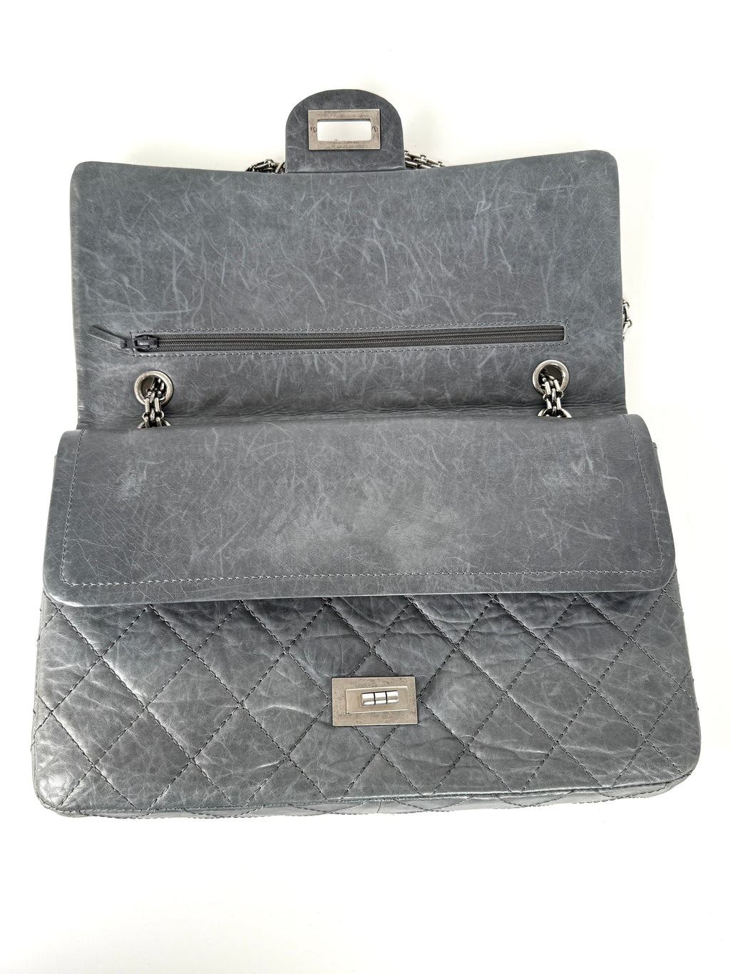 CHANEL Gray 227 2005 Reissue 2.55 Leather Shoulder Crossbody Bag
