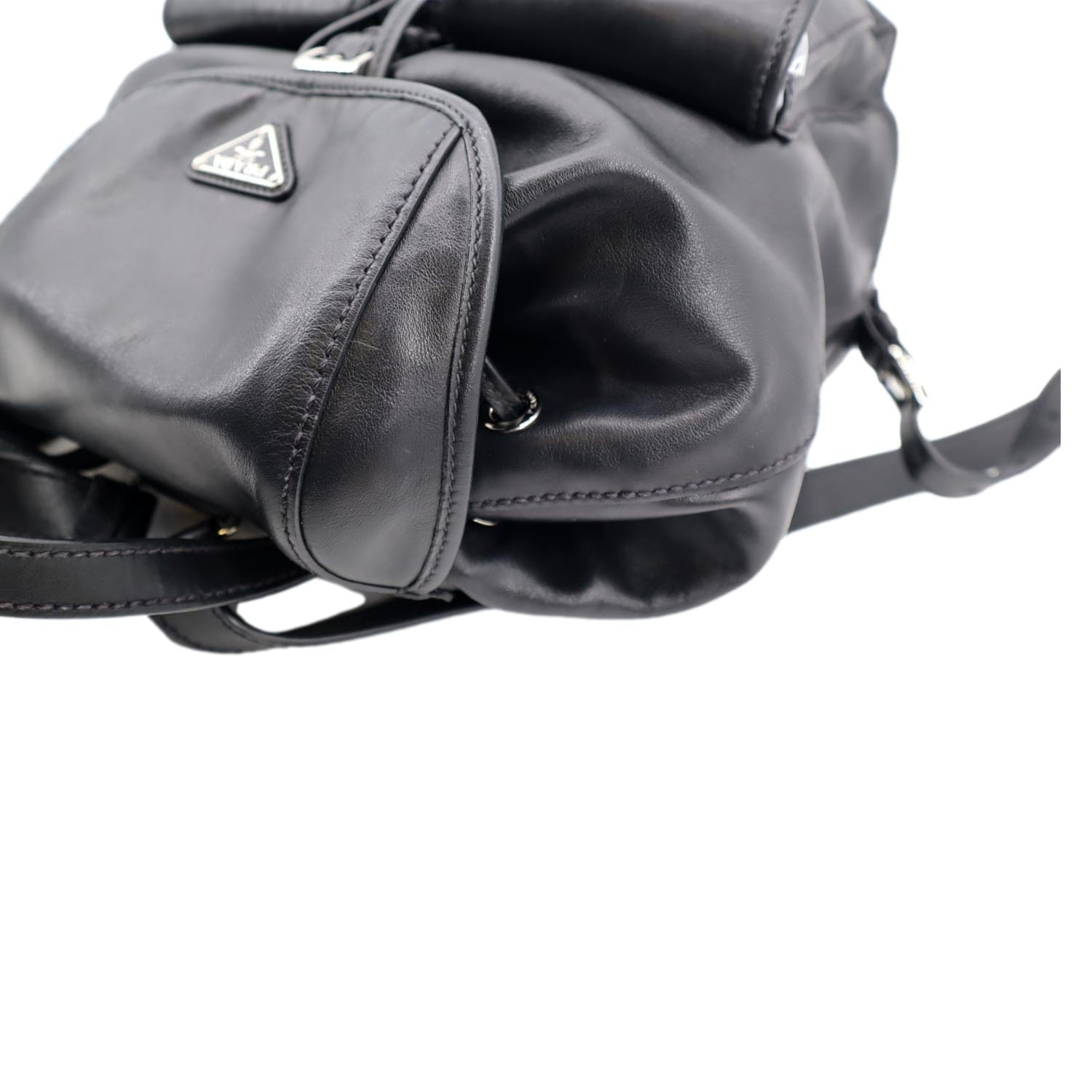 PRADA Milano Double Pocket Leather Backpack Bag Black