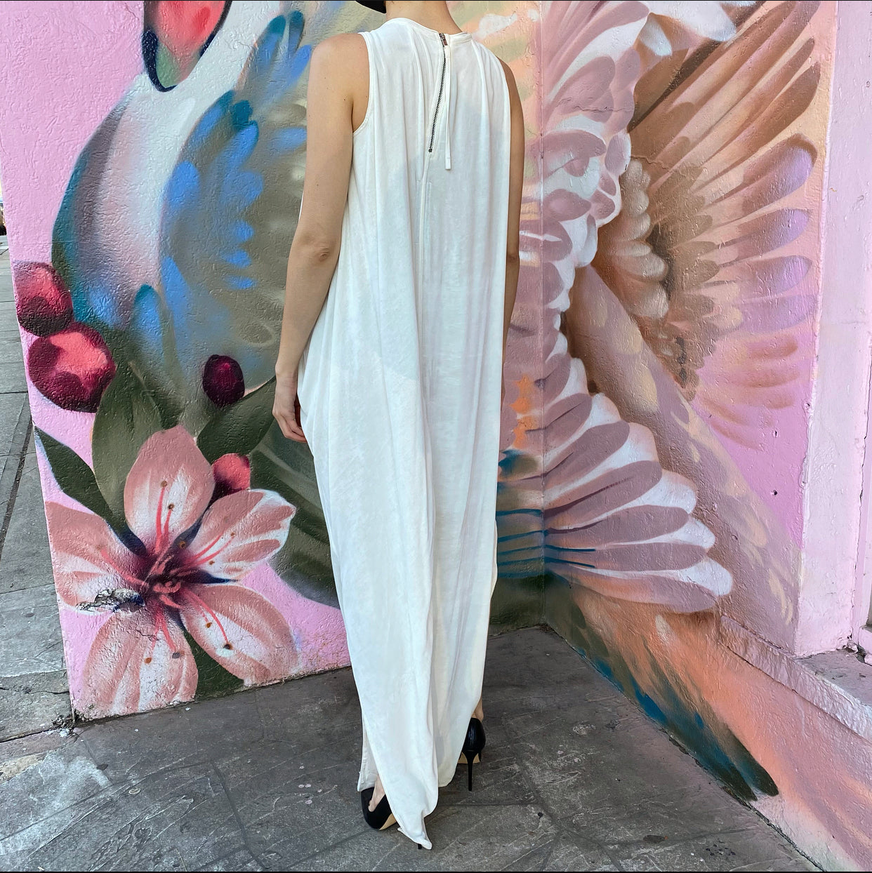 Rick Owens Milk White Velvet Sleeveless Draped Gown Dress - IT40 / USA 4