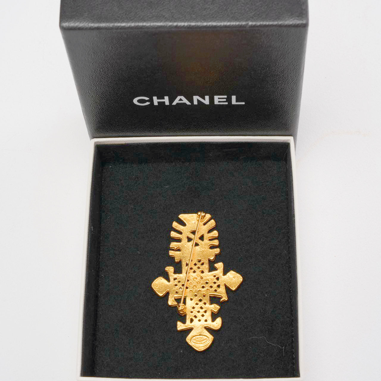 Chanel Gold Plated CC Logos Cross Vintage Brooch