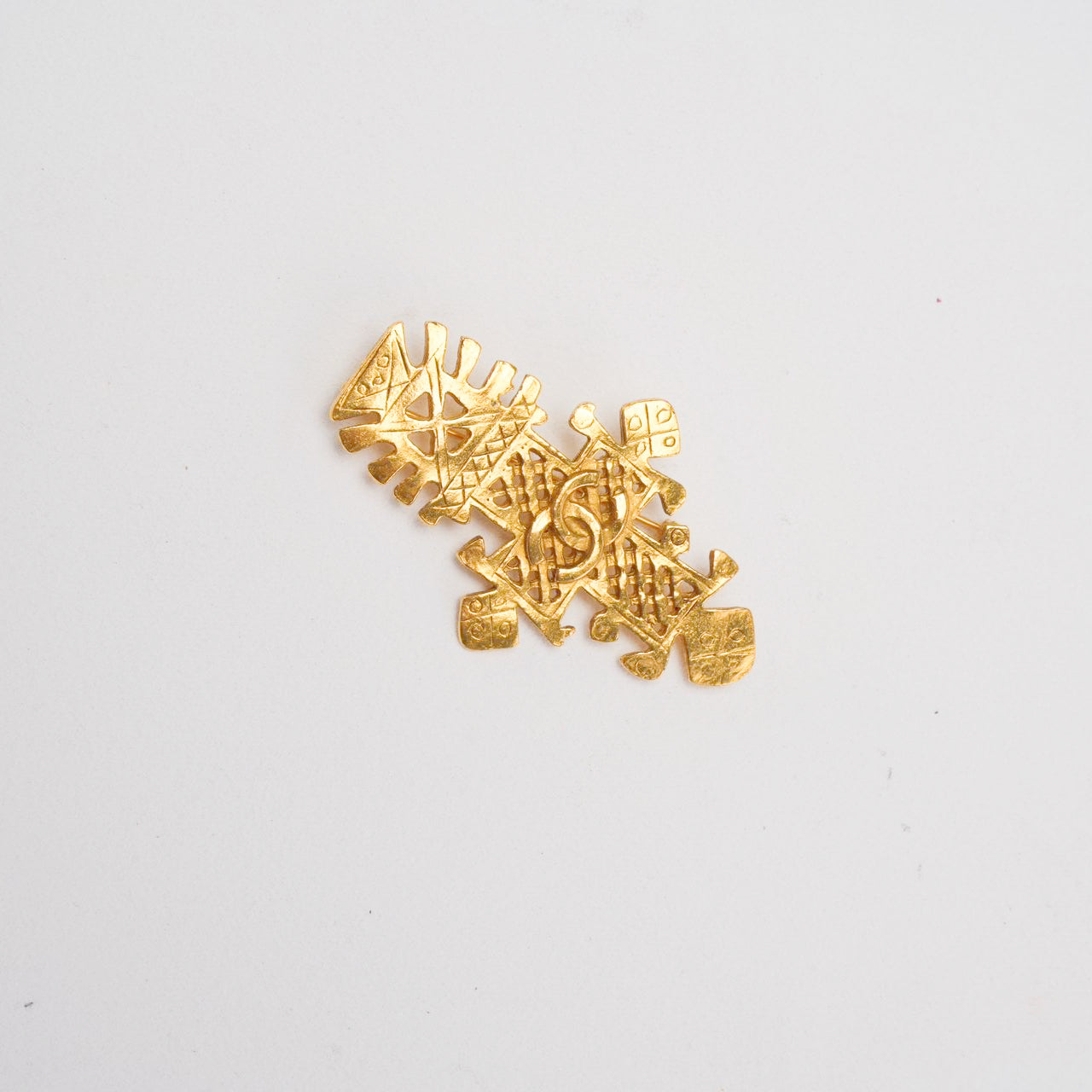 Chanel Gold Plated CC Logos Cross Vintage Brooch