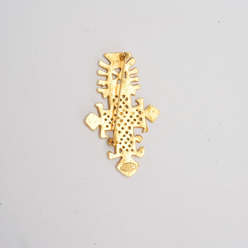 Chanel Gold Plated CC Logos Cross Vintage Brooch