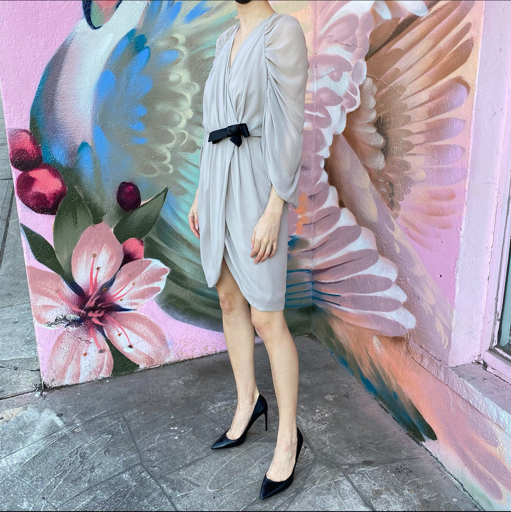 Giambattista Valli Light Grey Sheer Silk Chiffon Dress - IT46 / USA 6