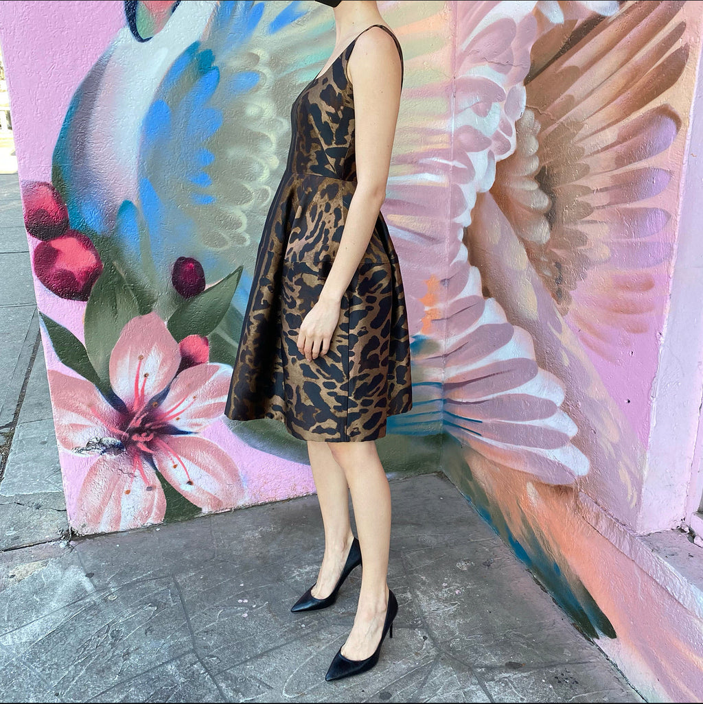 Alexander McQueen Leopard Pattern Sleeveless Cocktail Dress - IT38 / USA 2