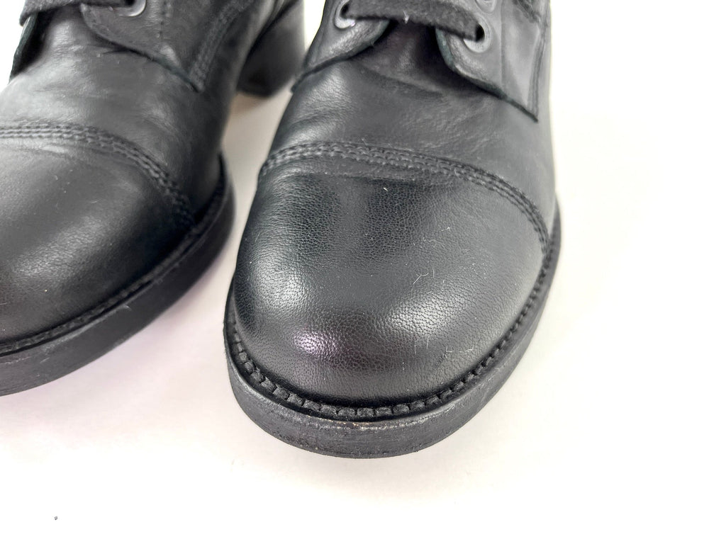 CHANEL Black Quilted Leather Interlocking CC Logo Combat Boots 39 8