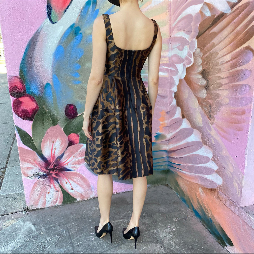 Alexander McQueen Leopard Pattern Sleeveless Cocktail Dress - IT38 / USA 2