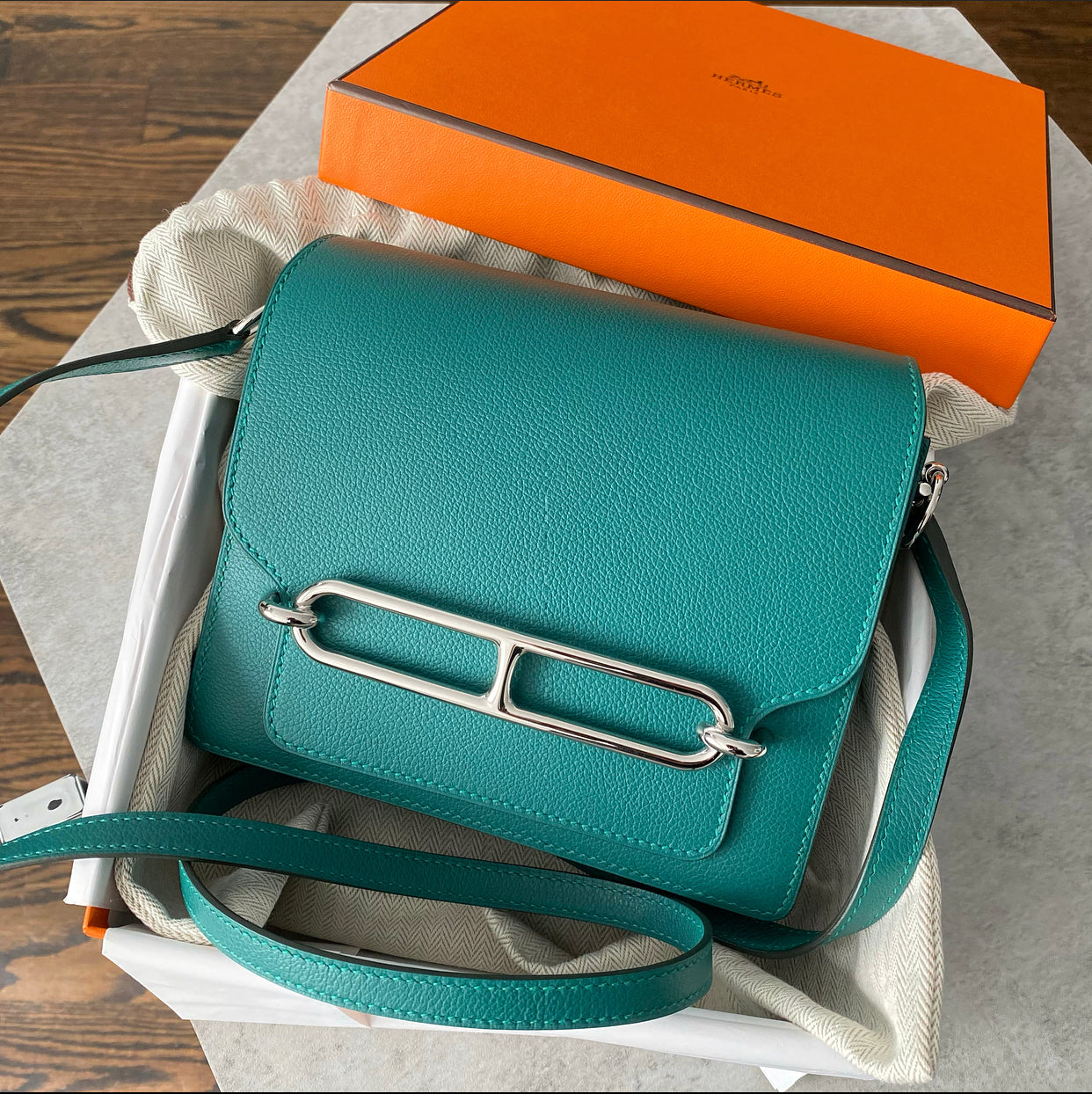 Hermes Mini Roulis Malachite Veau Evercolor Bag