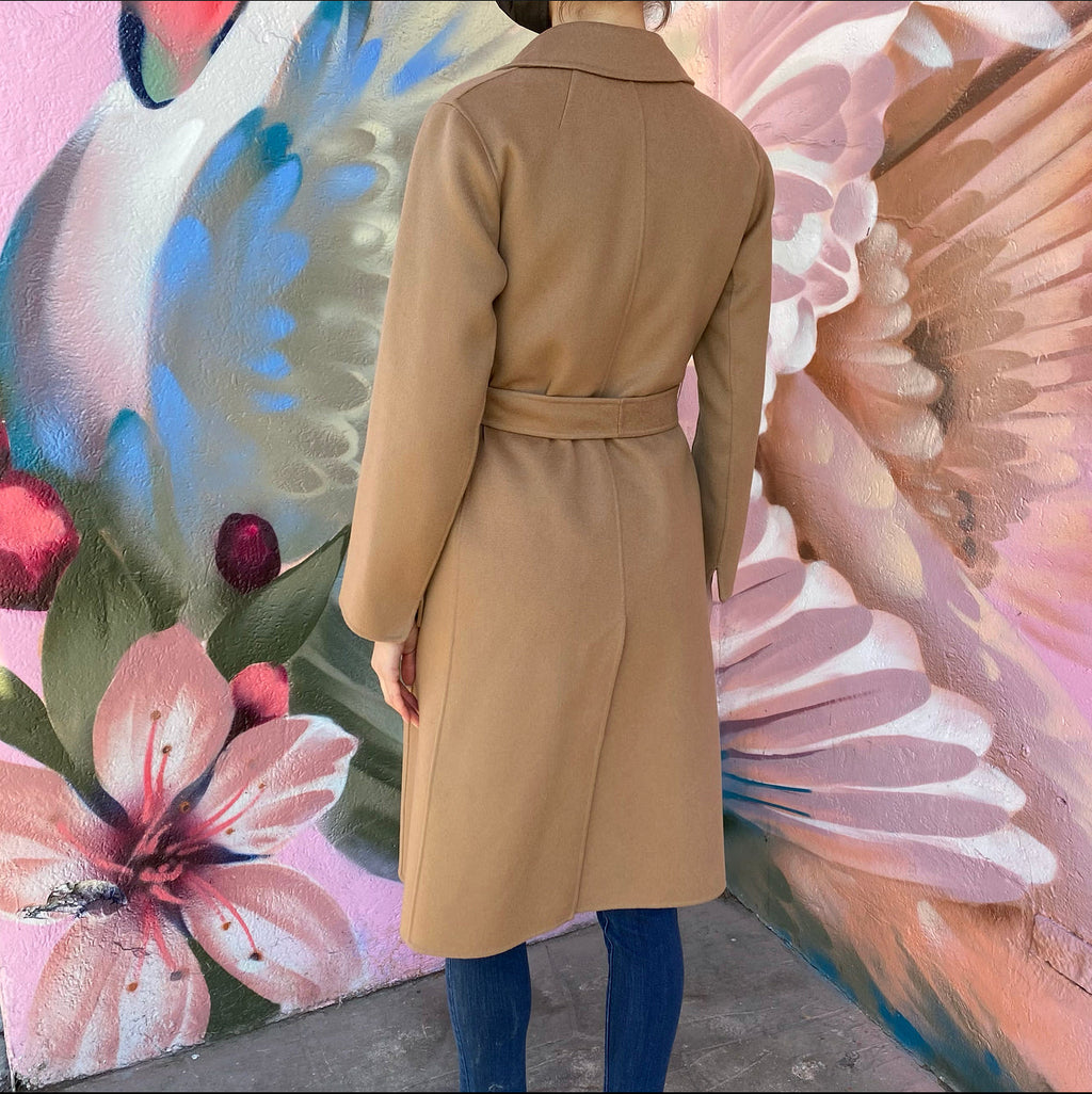 ‘S Max Mara Tan Wool Double Faced Belted Coat - IT38 / USA 2 / 4