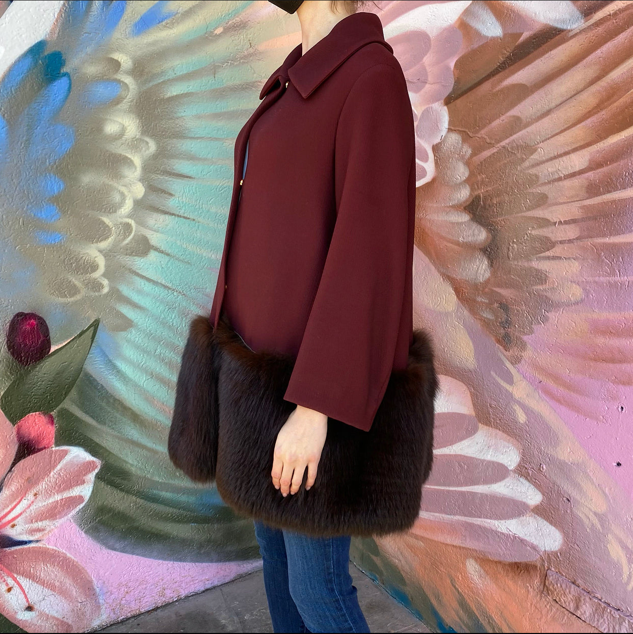 The Row Burgundy Flare Coat with Embellished Hem - 8