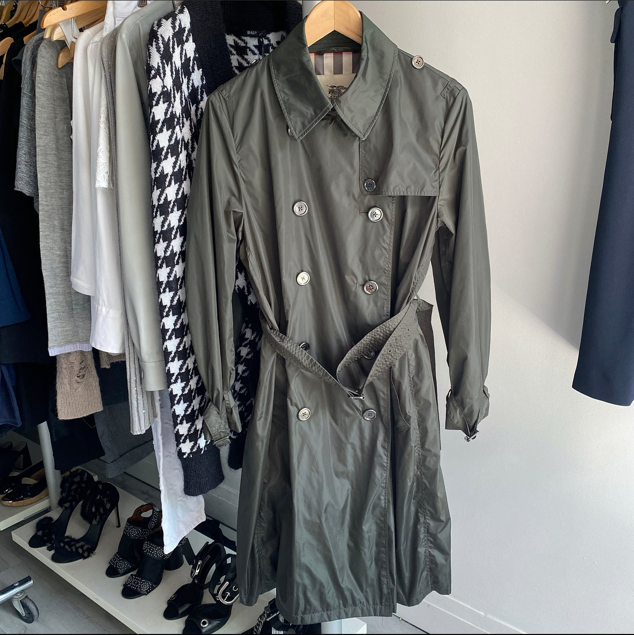 Burberry Dark Green Light Nylon Trench Coat - IT46 / USA 10