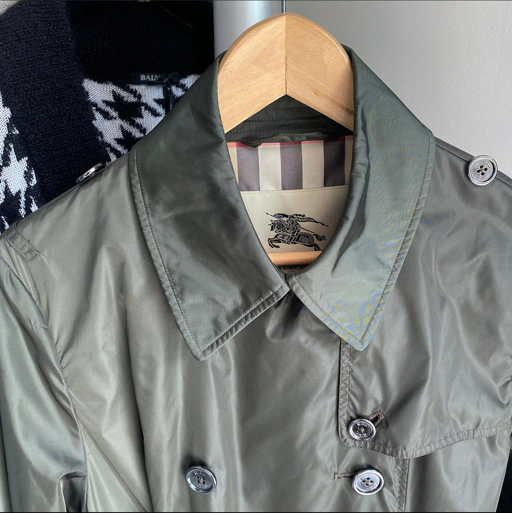 Burberry Dark Green Light Nylon Trench Coat - IT46 / USA 10