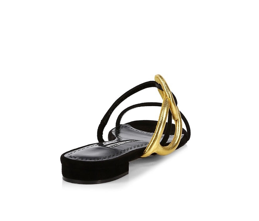 MANOLO BLAHNIK PIEDAD SLIDE SANDALS