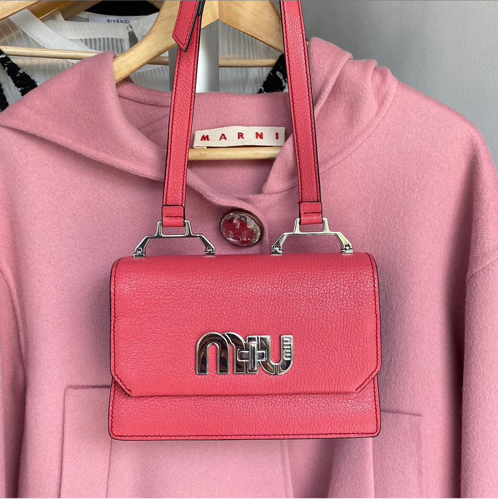 Miu Miu Pink Small Logo Flap Madras Crossbody Bag
