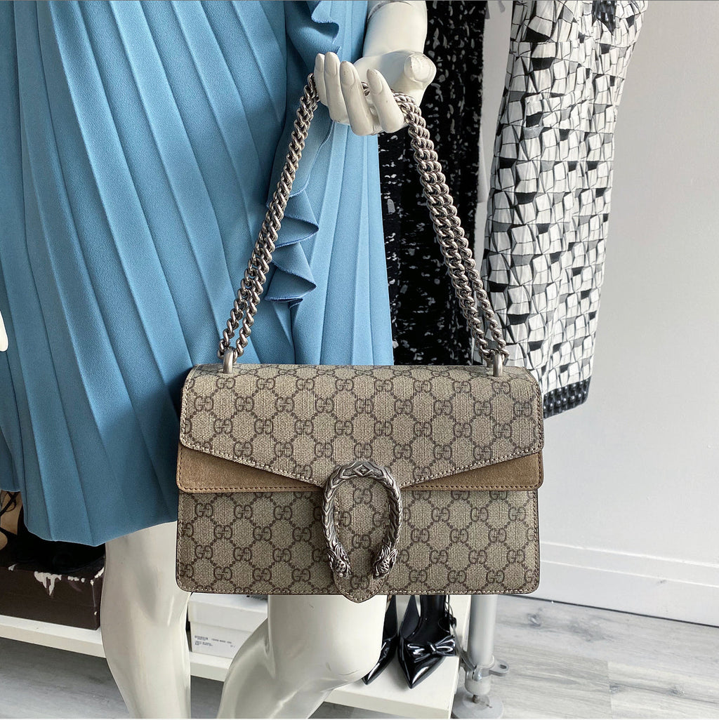 Gucci Small Taupe Dionysus Supreme Taupe Bag