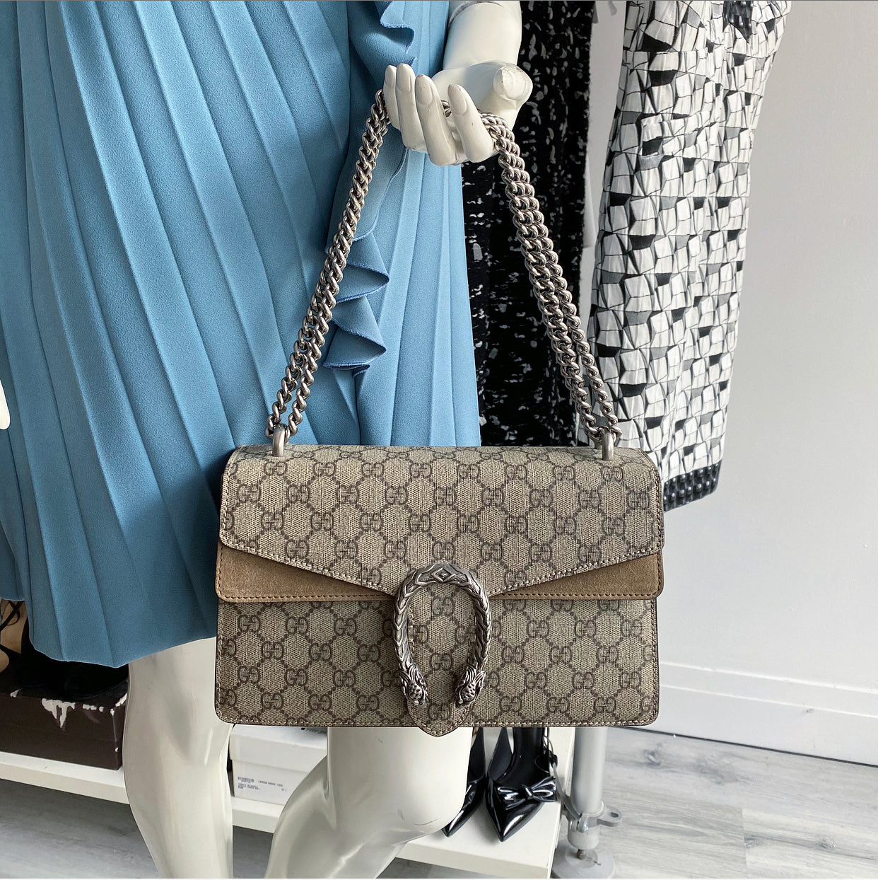 Gucci Small Taupe Dionysus Supreme Taupe Bag