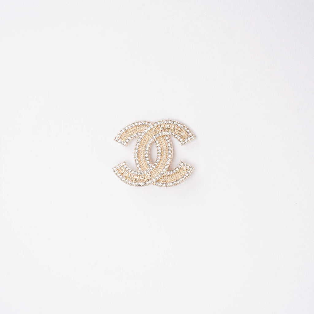 Chanel CC Golden Crystal Embellished Brooch