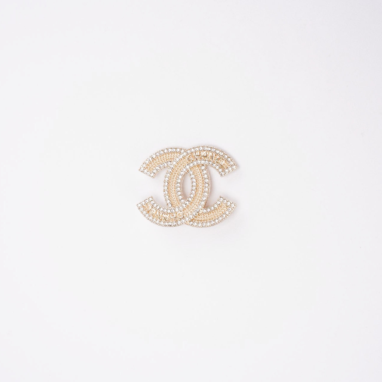 Chanel CC Golden Crystal Embellished Brooch