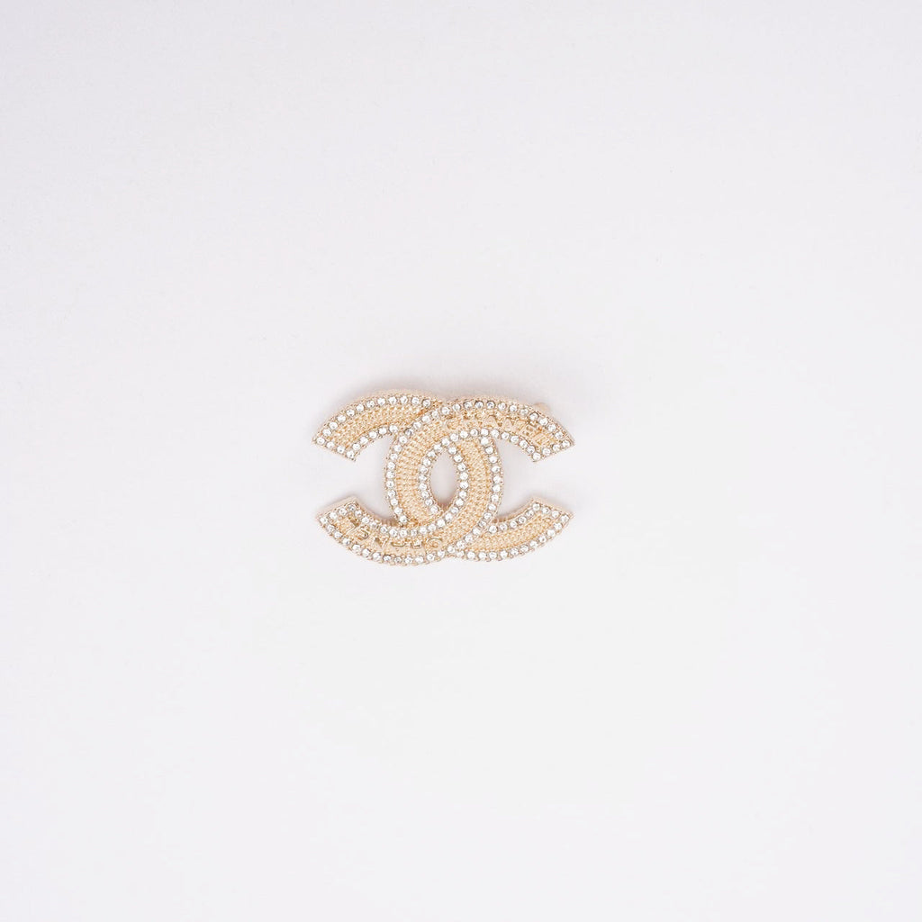 Chanel CC Golden Crystal Embellished Brooch