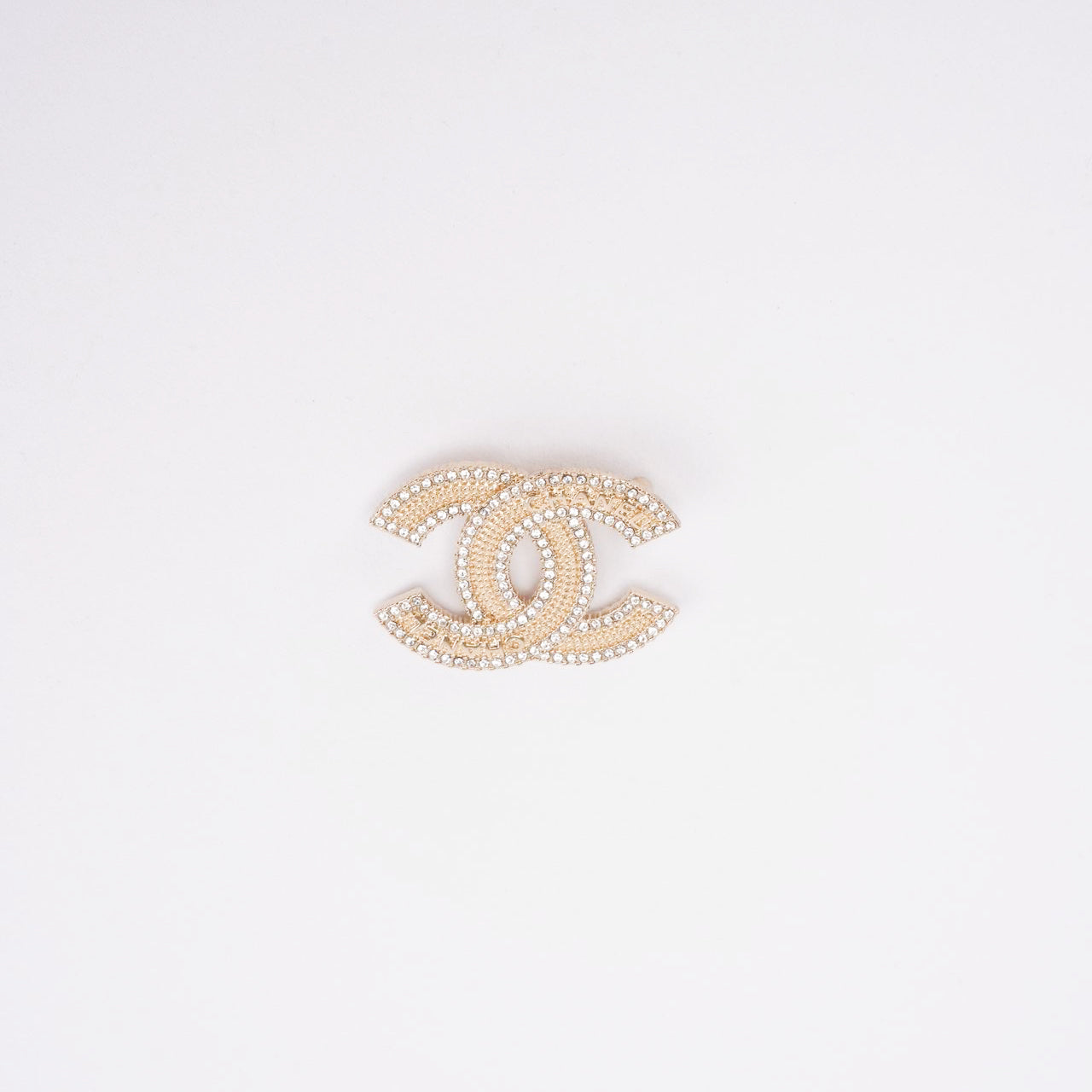 Chanel CC Golden Crystal Embellished Brooch