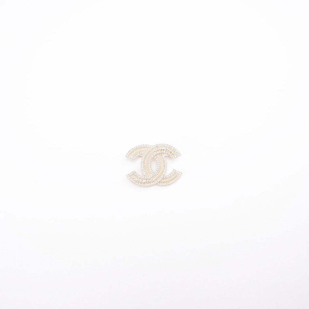 Chanel CC Golden Crystal Embellished Brooch