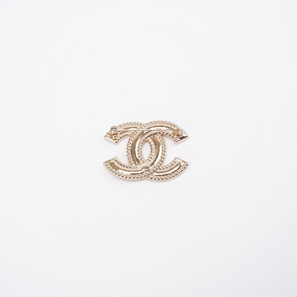 Chanel CC Golden Crystal Embellished Brooch