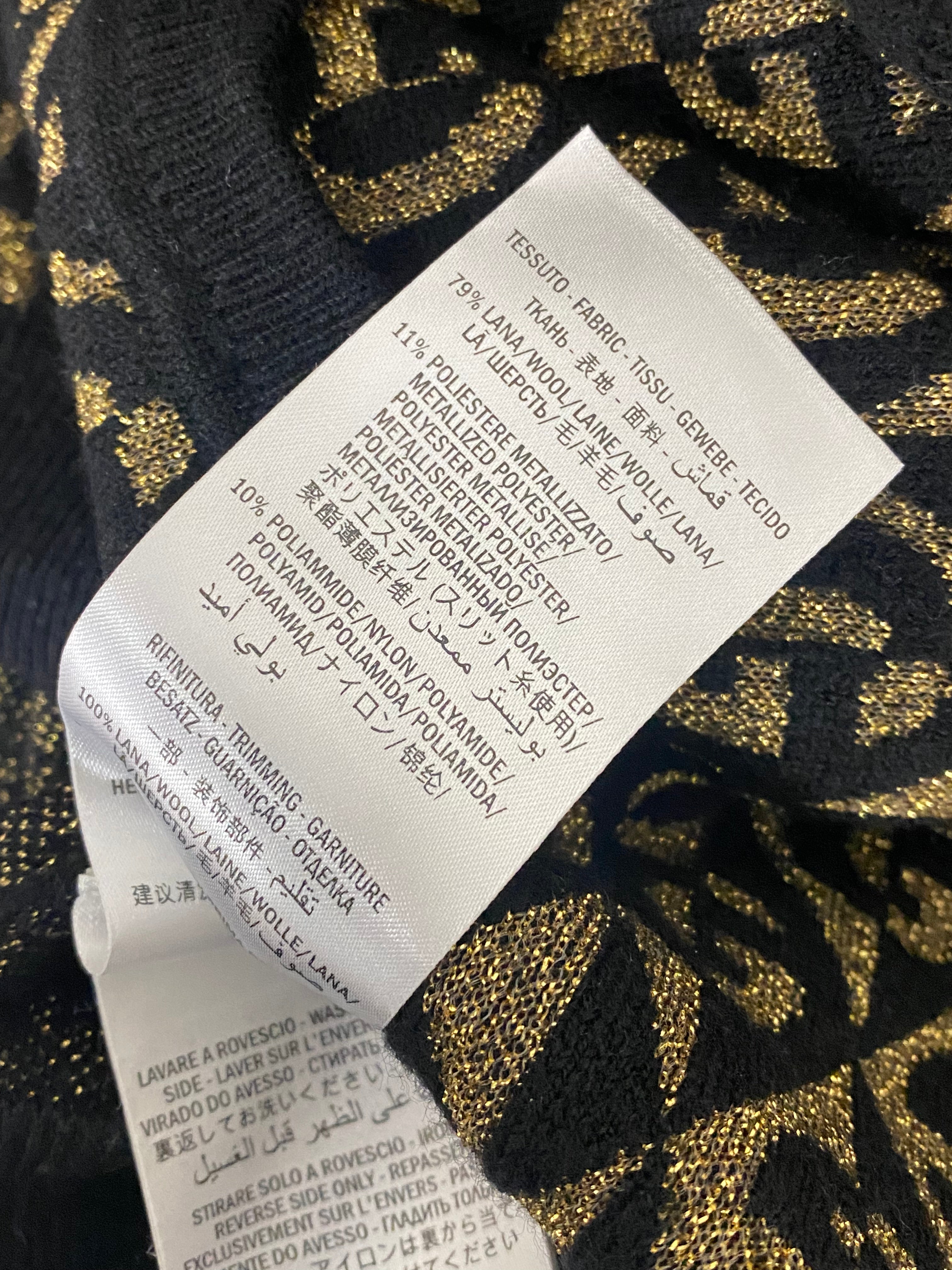 Gucci Black and Gold GG Logo Knit igan Sweater - XS