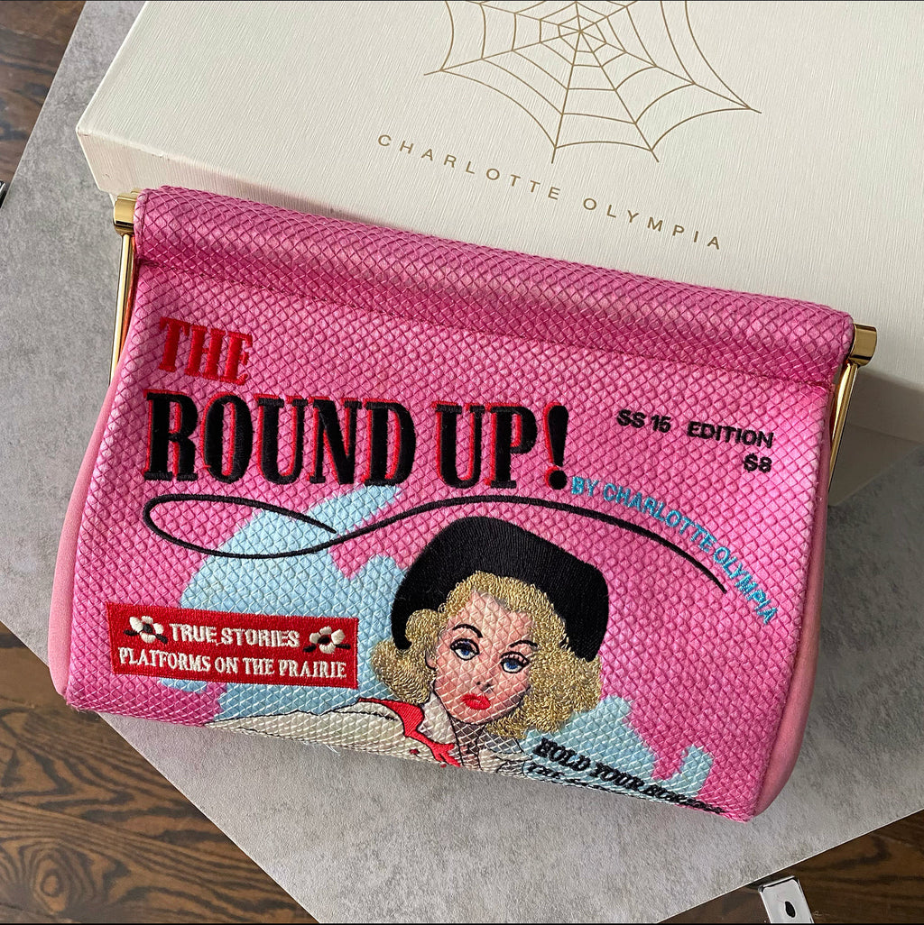 Charlotte Olympia Pink Novelty Clutch - Round Up Maggie