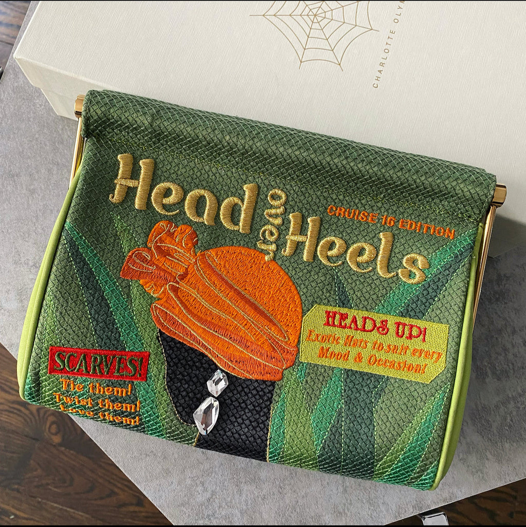 Charlotte Olympia Green Novelty Clutch - Head Over Heels
