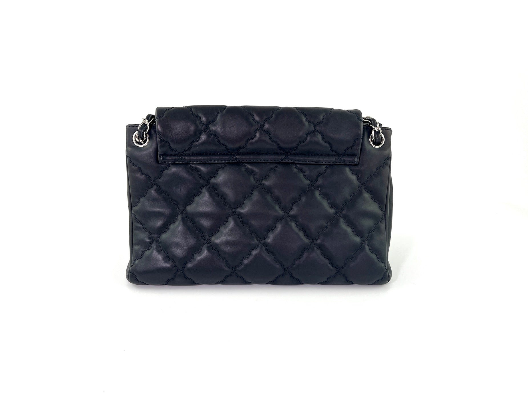 CHANEL Double Stitch Hamptons Black Quilted Calfskin Shopping Tote Bag