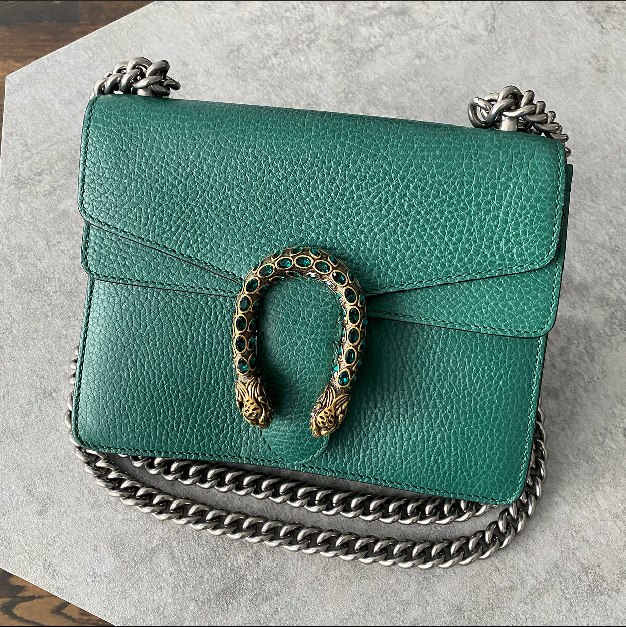 Gucci Green Mini Dionysus Chain Crossbody Bag