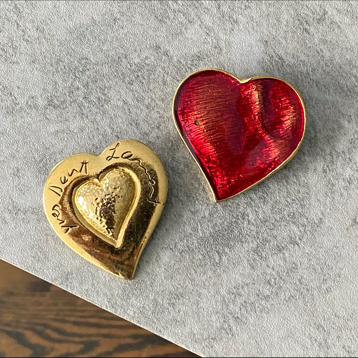Yves Saint Laurent Vintage 1990's Script Heart Pin / Brooch