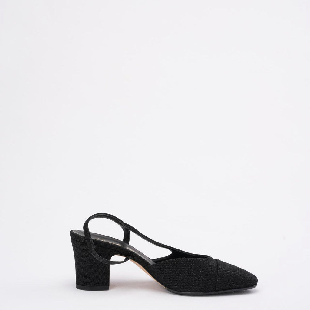 Chanel Black Glitter Slingback Pumps 39C