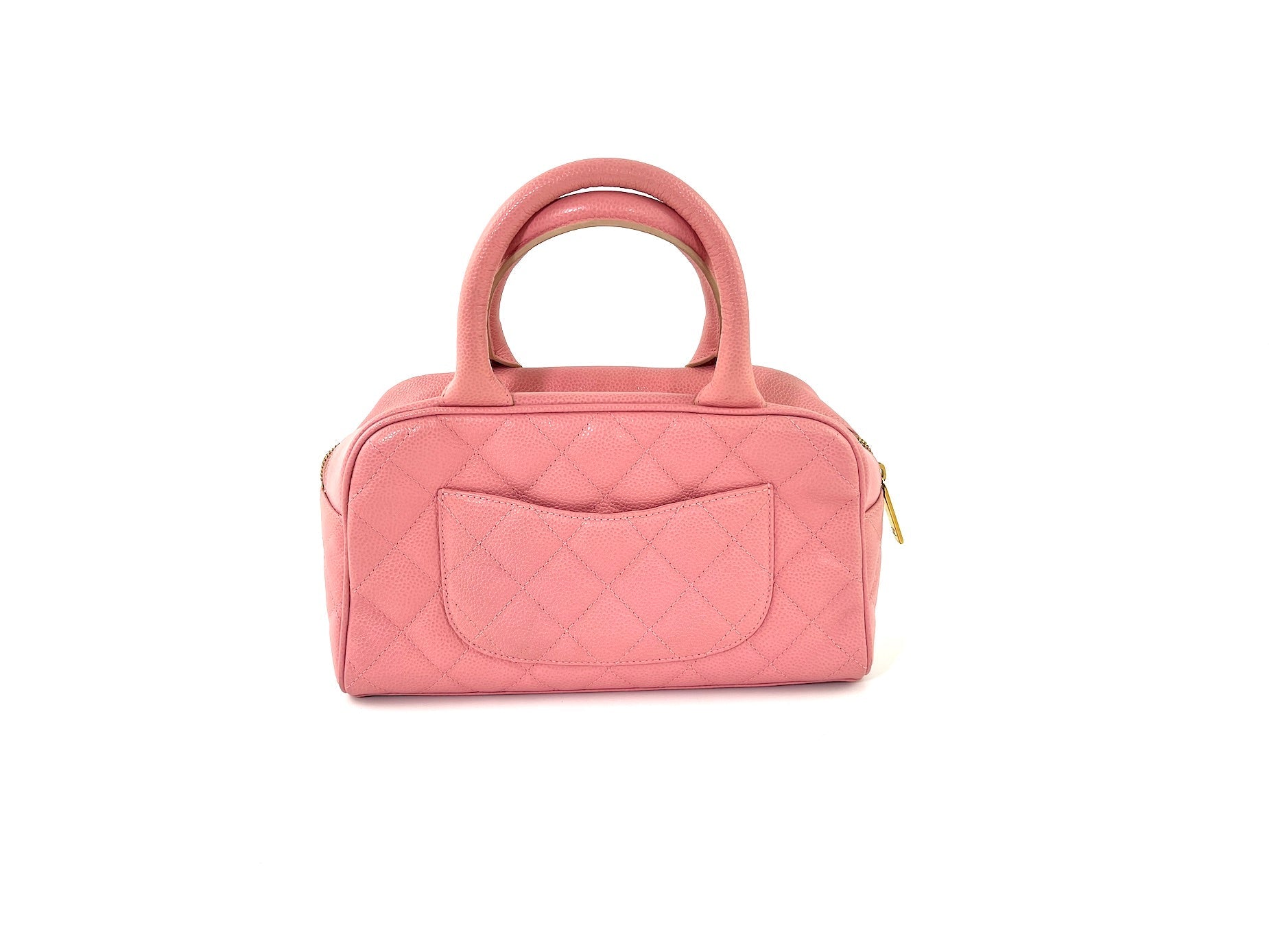 Vintage CHANEL Timeless Pink Quilted Caviar Bowler Bag