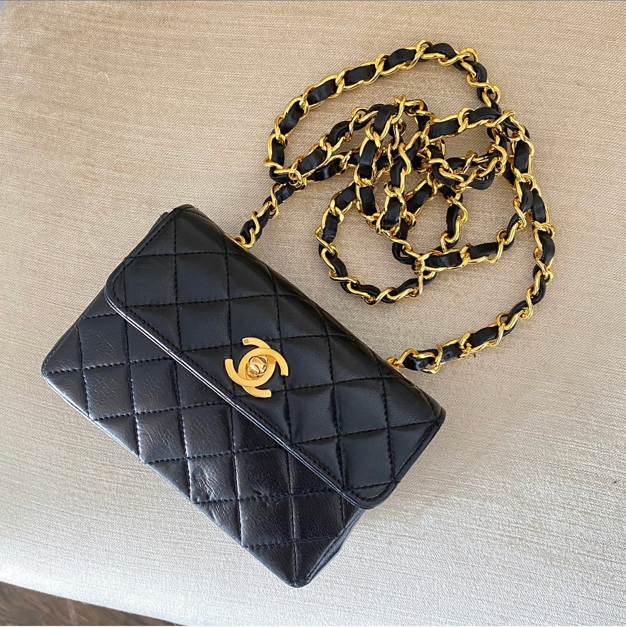 Chanel Vintage 1989-1991 Micro Mini Lambskin Flap Bag