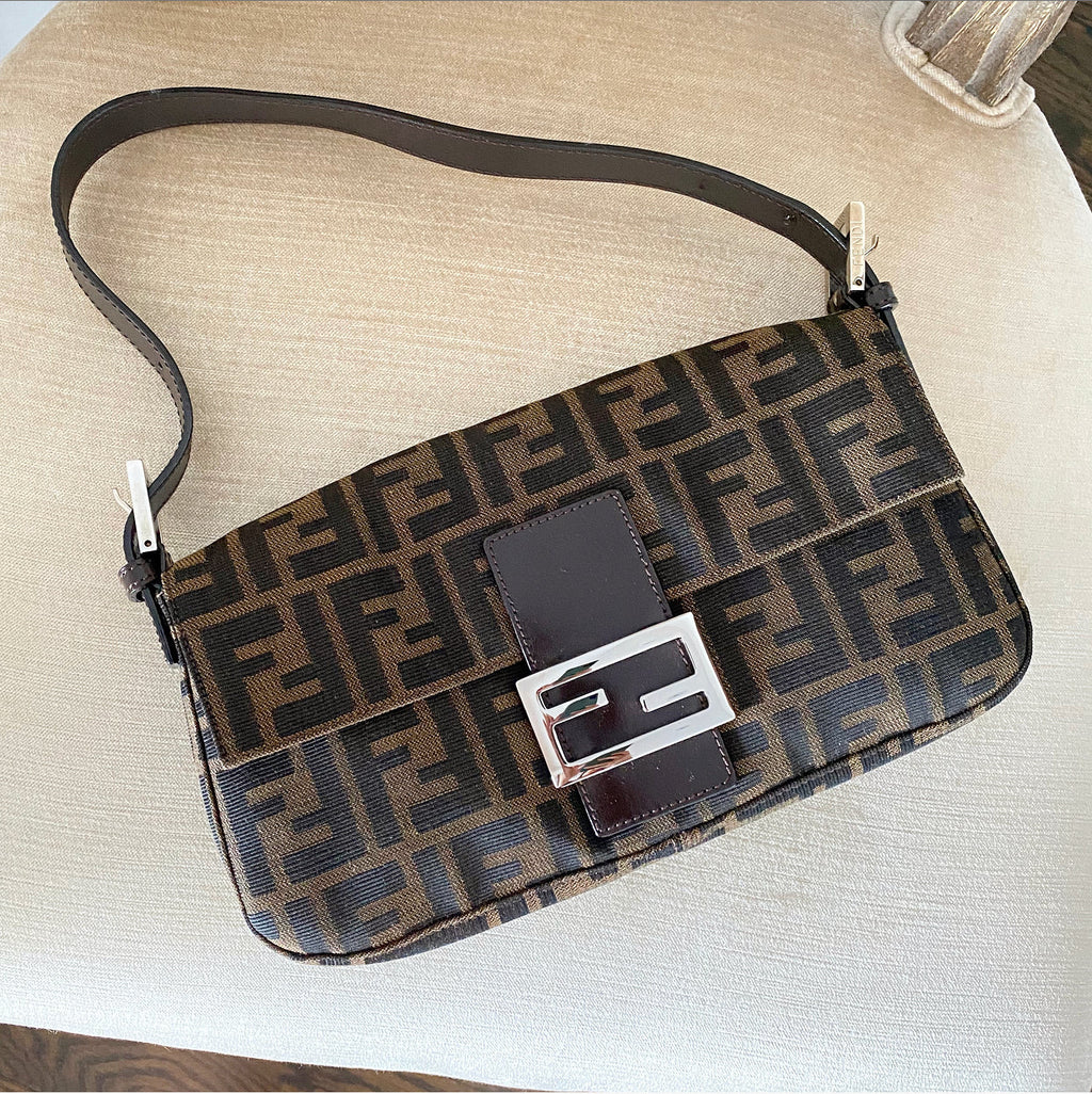 Fendi Vintage 1990's Zucca Monogram Logo Baguette Bag