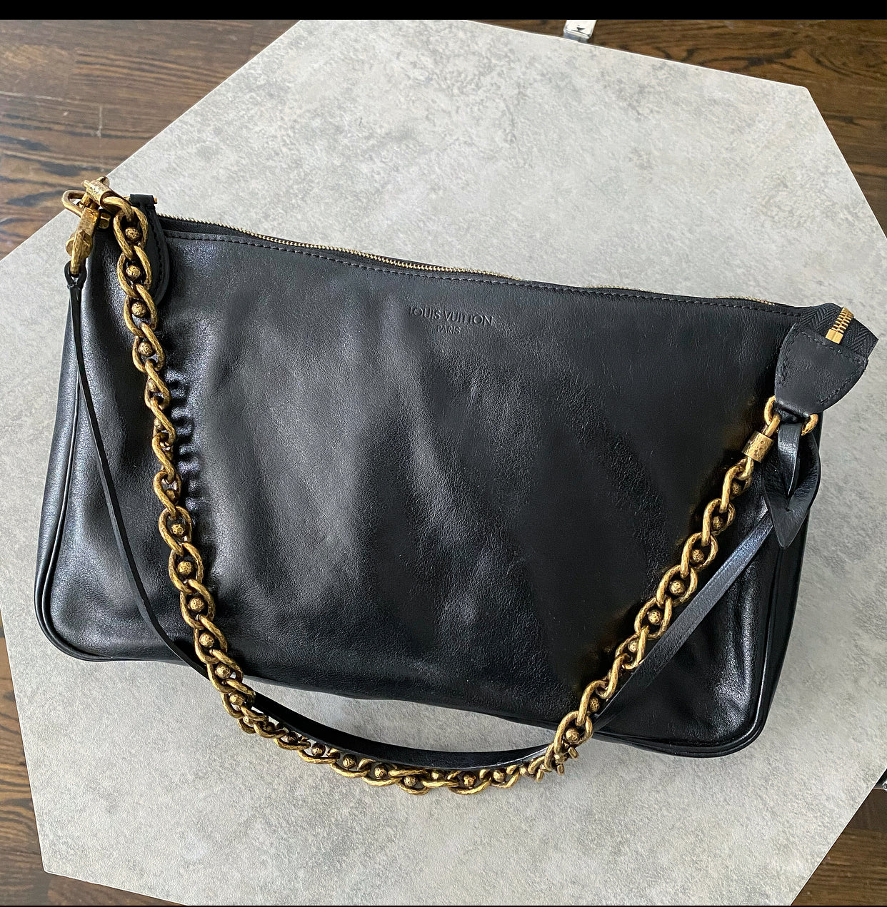 Louis Vuitton Black Cuir Boudoir Pochette Accessoires MM Bag