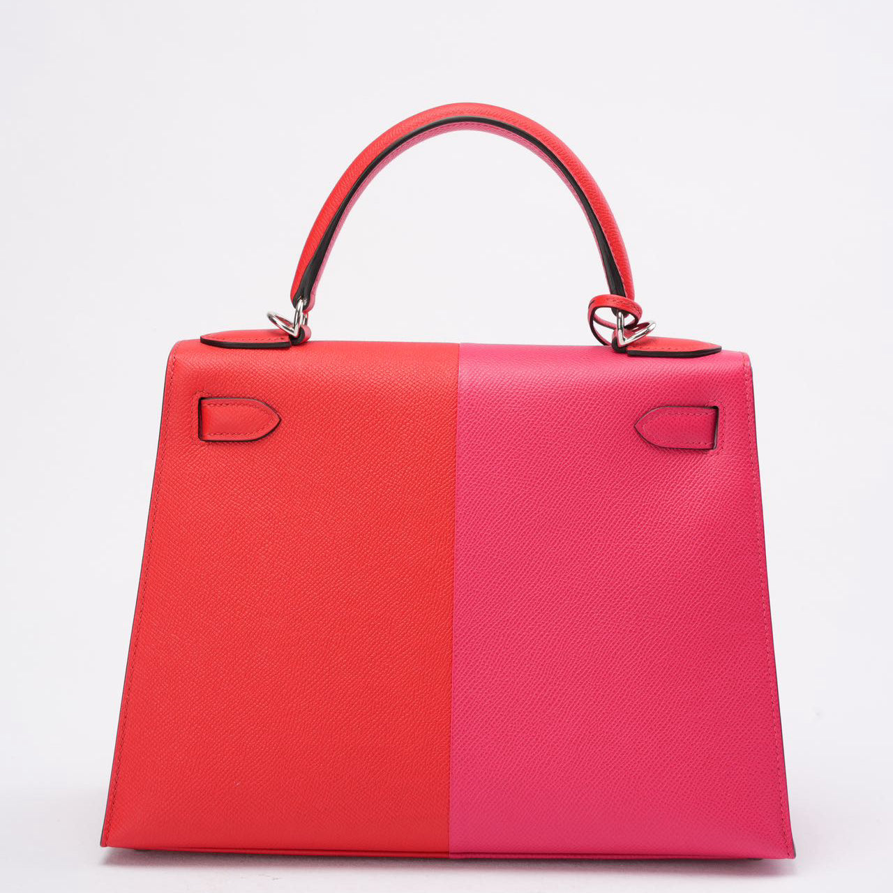 Hermès Kelly 28 Epsom Rose Extreme/ Rouge de Coeur with Blue Zanzibar