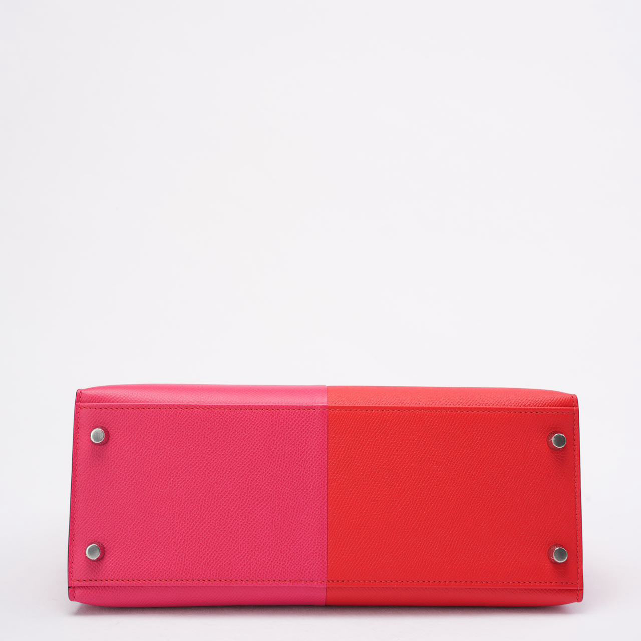 Hermès Kelly 28 Epsom Rose Extreme/ Rouge de Coeur with Blue Zanzibar