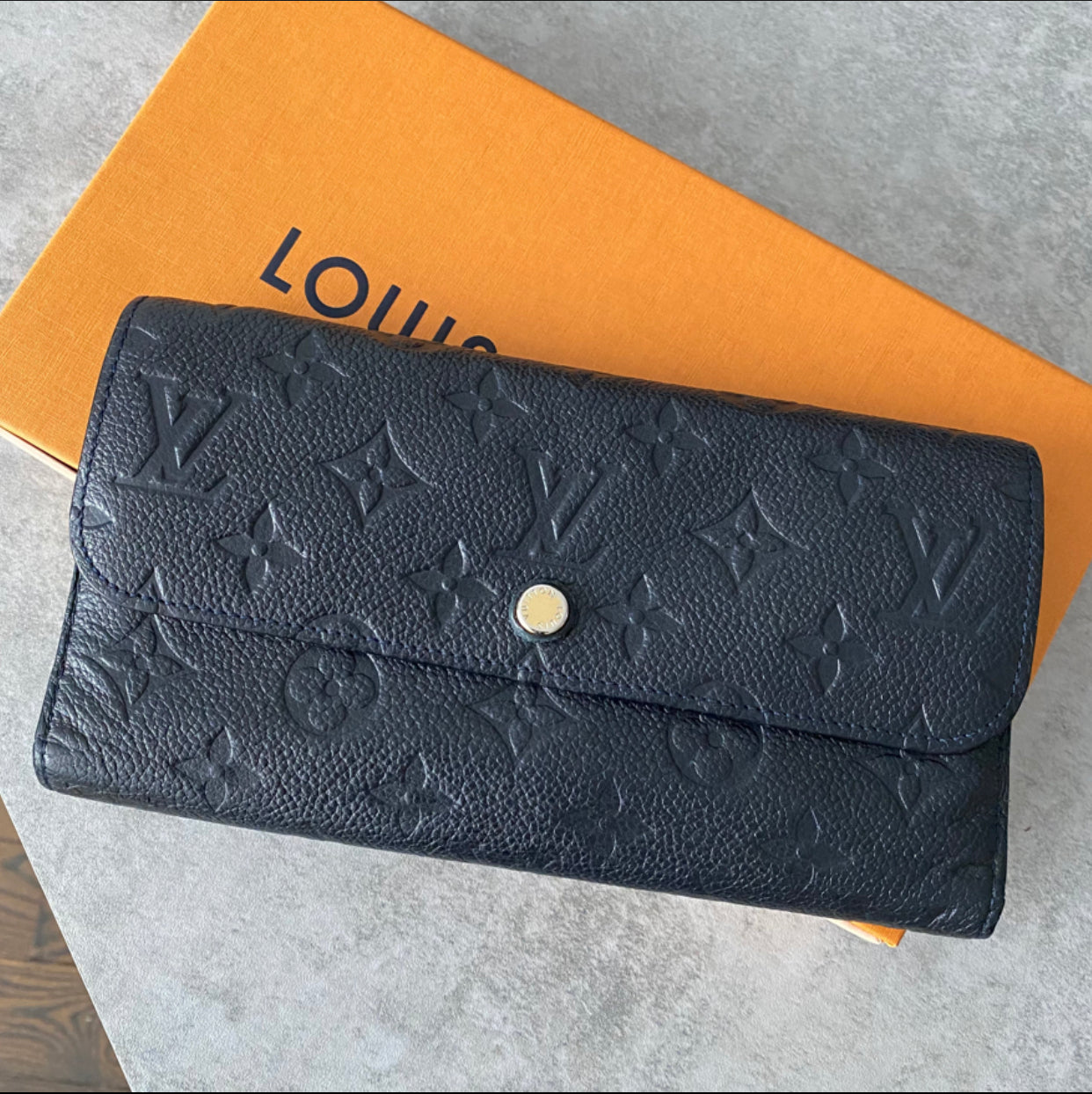 Louis Vuitton Black Empreinte Leather Long Virtoise Trifold Wallet