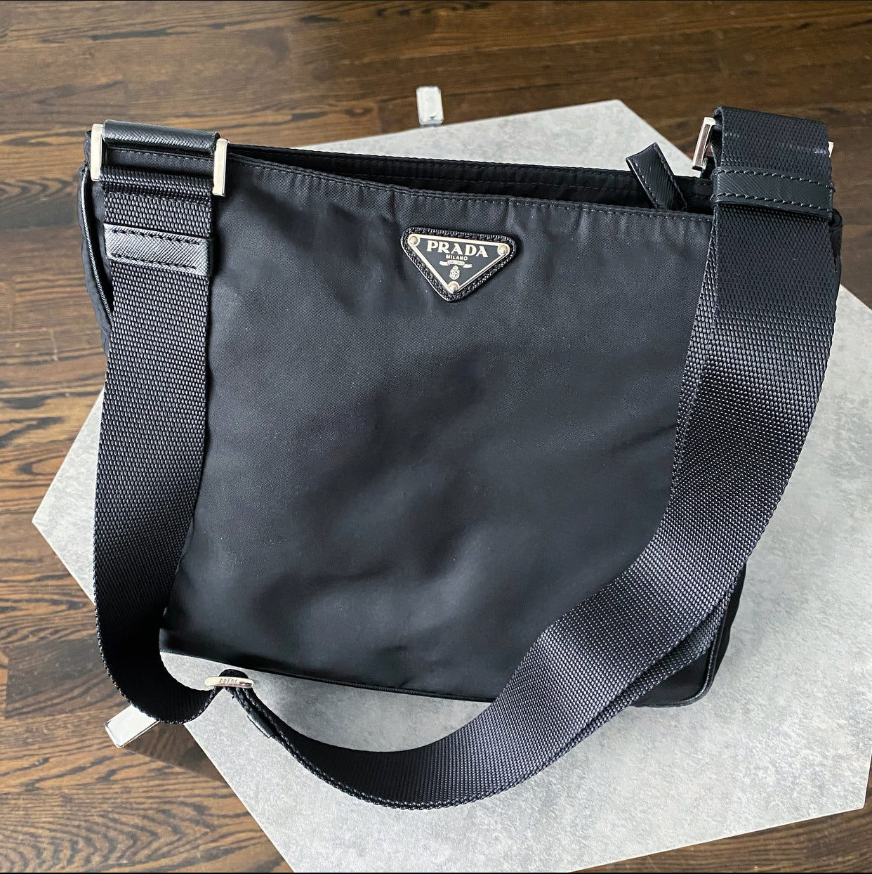 Prada Black Nylon Tessuto Messenger Bag