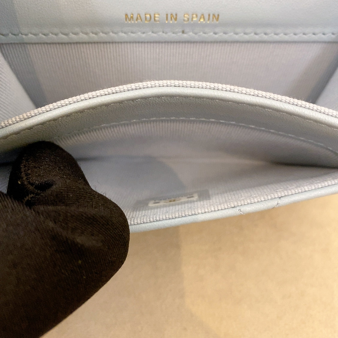 Chanel 19 Quilted Flap  Holder Blue Lambskin