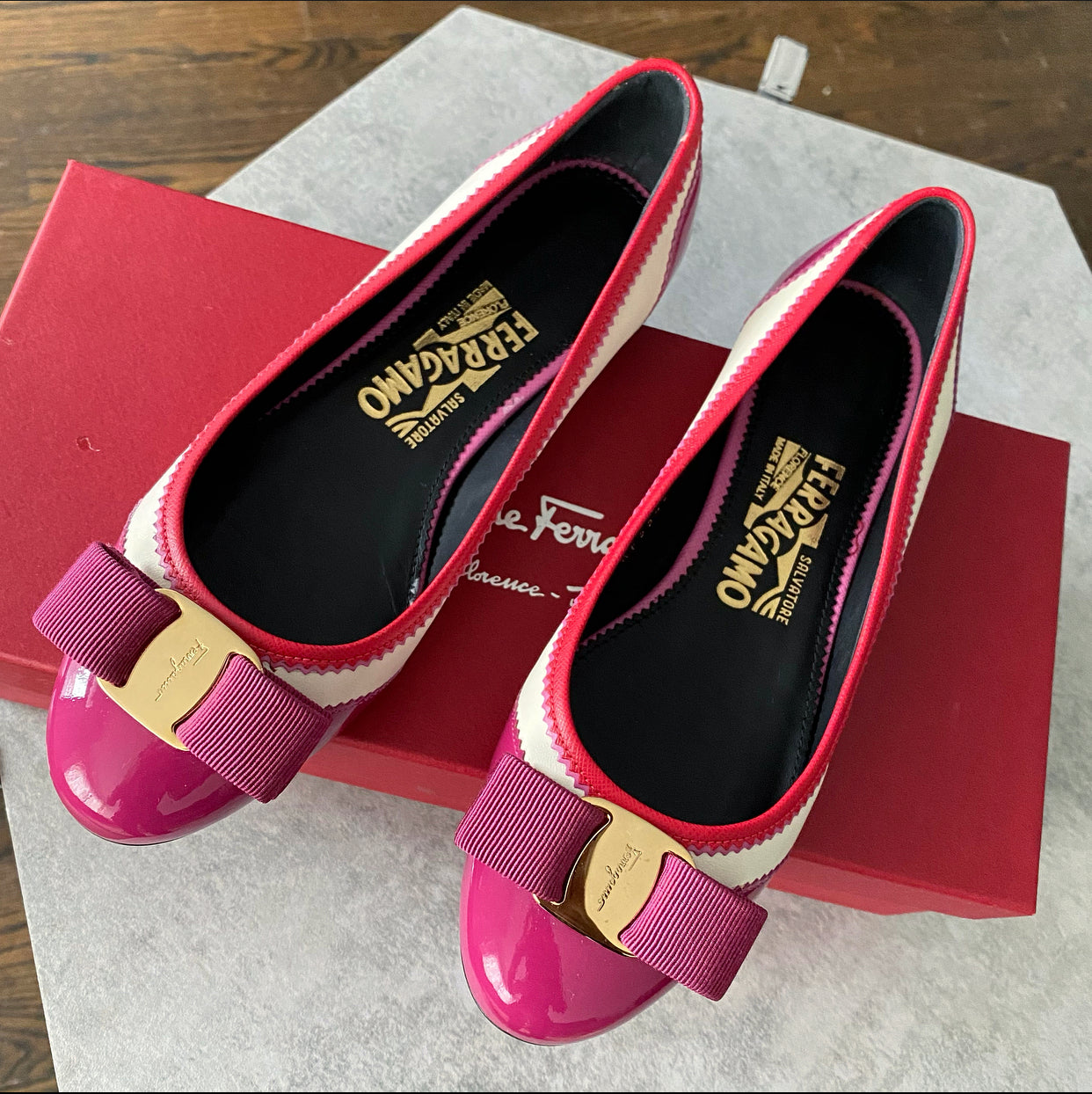 Ferragamo Pink Fuchsia Patent Varina Ballet Flat - 6