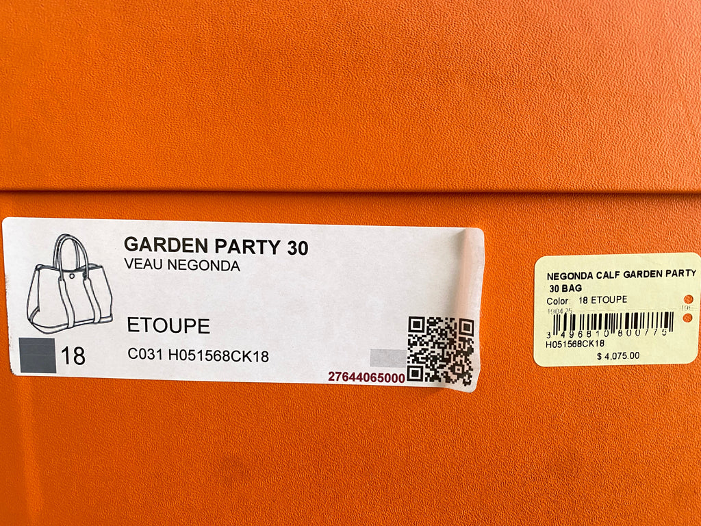 Hermes Garden Party Small TPM 30 in Etoupe Negonda